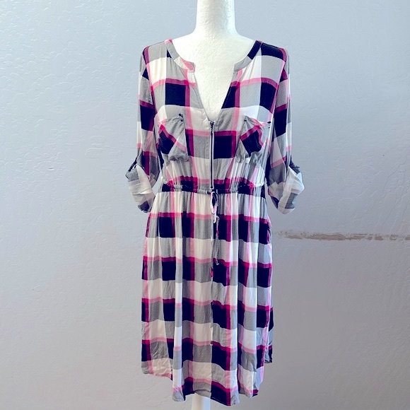 Torrid Rayon pink & Black Plaid Dress - Picture 1 of 7
